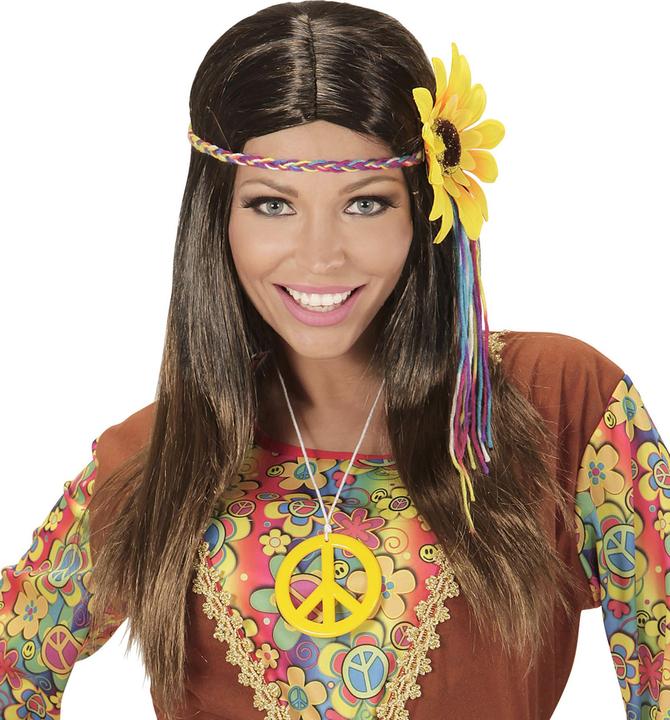 Immagine prodotto Widmann Parrucca hippie marrone per donna con fascia a fiori (Taglia unica)
