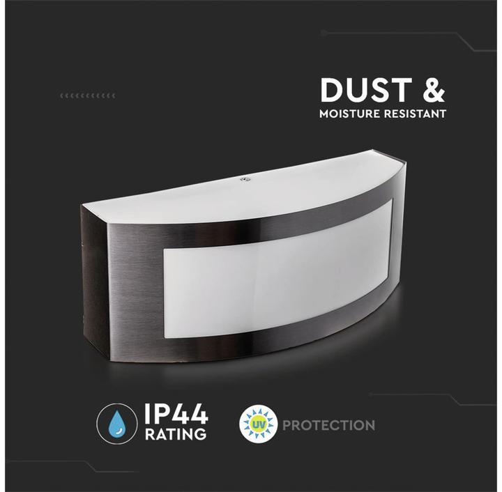Actual product image V-TAC VT7670 Garden Wall Light E27 Stainless Steel PC IP44 (E27, IP44)