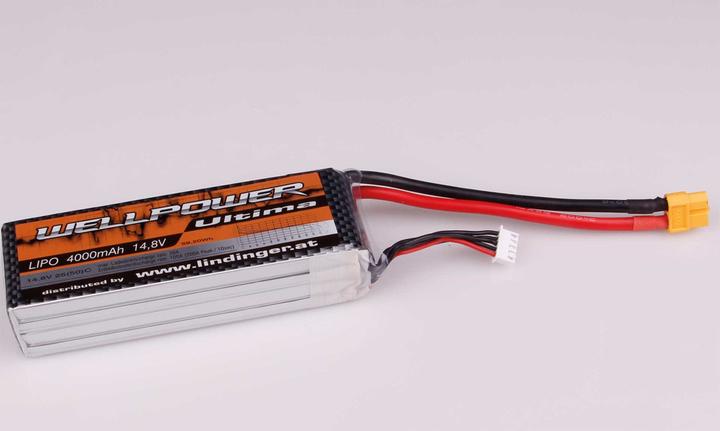 Image du produit Wellpower batterie lipo ultima 4000 mah / 14,8 volt 4s 25/50c ch3/5 xt-60 (14.80 V, 4000 mAh)