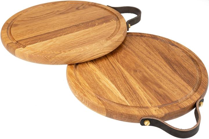 Produktbild La Mia! Schneidebrett rund mit Ledergriff - Eiche geölt - 30 cm