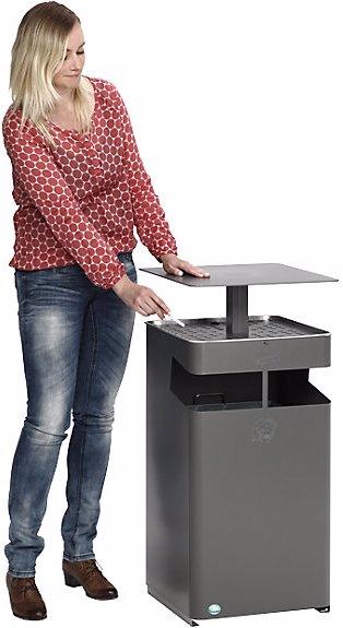 Image du produit VAR Poubelle-cendrier avec toit, capacité 38 l, mica de fer. (38 l)