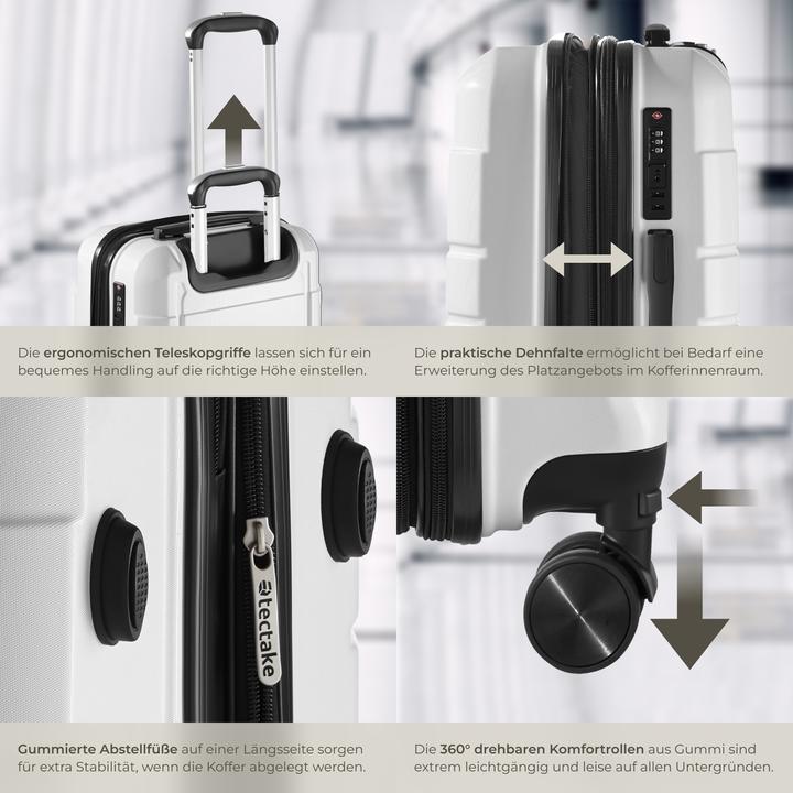 Produktbild tectake Hartschalenkofferset Brice 3-tlg., TSA-Schloss (111 l, M (50 - 90l), L (90 - 115l), XL (ab 115l))