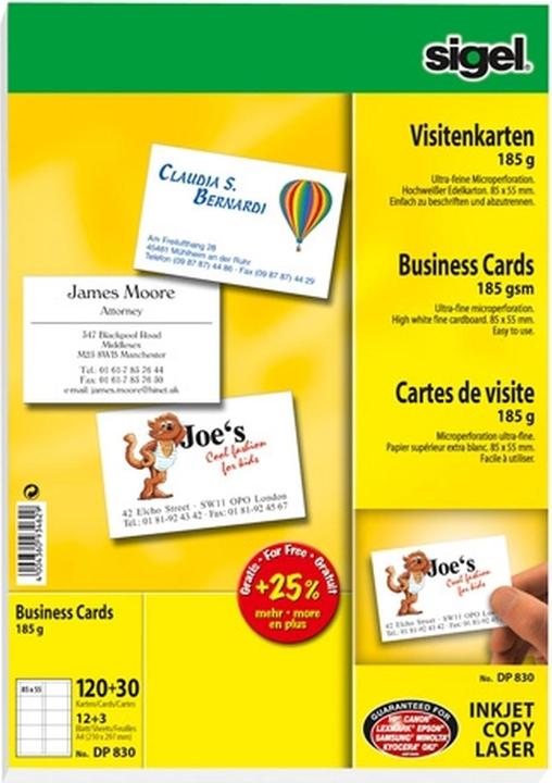 Produktbild Sigel MP Visitenkarten (185 g/m², 600 x, A4)