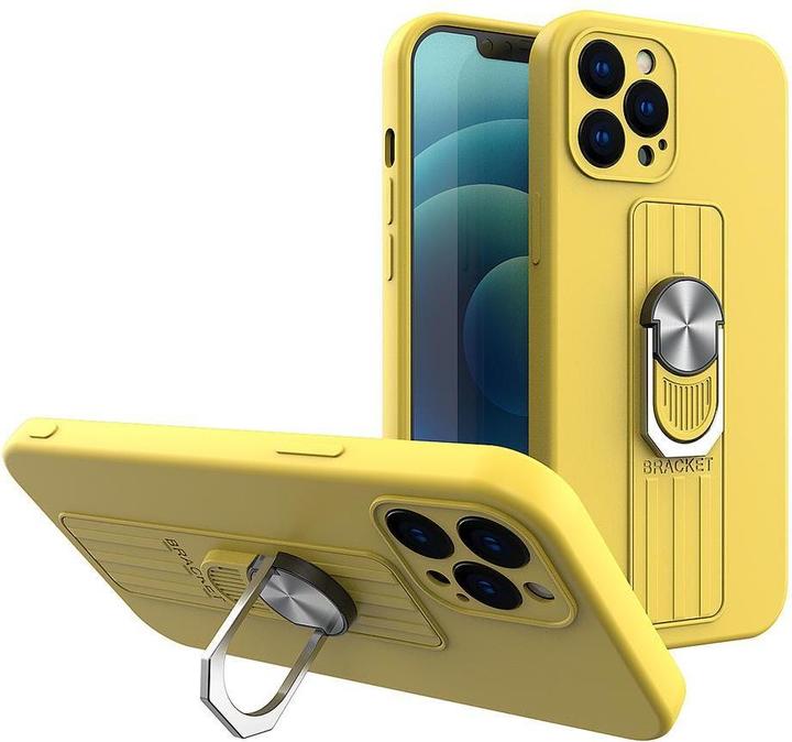 Produktbild Hurtel Ring Case Silikonhülle mit Fingergriff und Ständer für iPhone 11 Pro gelb (Apple iPhone 11 Pro)