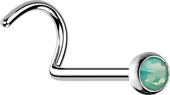 Actual product image Star Piercing Nasenstecker gebogen silber mit Opal grün (without brass, Surgical steel 316L)