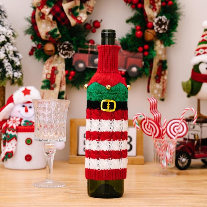 Image du produit Ueli Express Housse en tricot de Noël pour bouteille de vin Décoration Elf