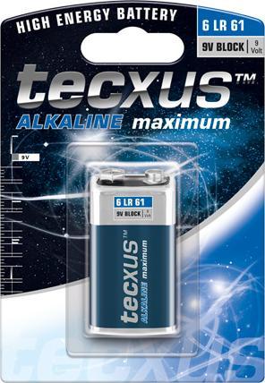 Produktbild Tecxus 9 Volt-Block - Batterie 9V - Alkalisch (1 Stk., 9V Block, 550 mAh)