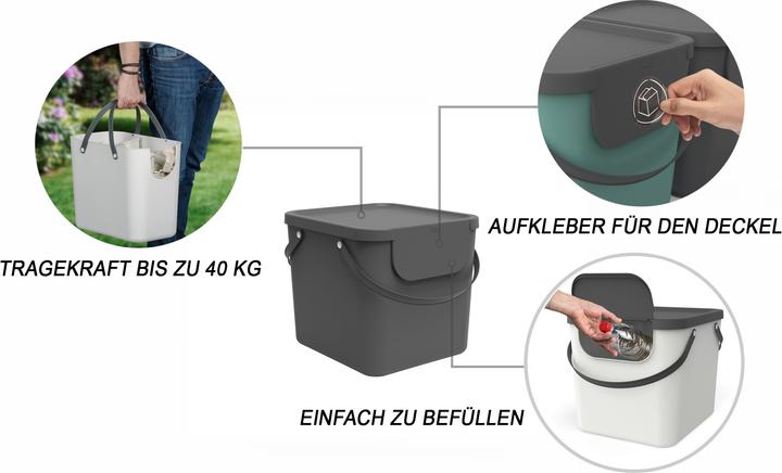 Actual product image Rotho Albula recycling bin 40 l, anthracite (40 l)