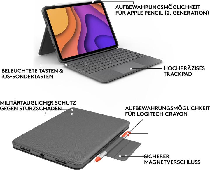 Produktbild Logitech Folio Touch (CH, iPad Air 2020 (4. Gen), iPad Air 2022 (5. Gen))