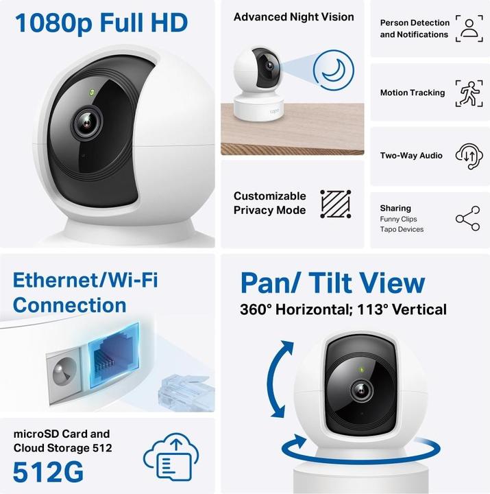 Actual product image TP-Link WRL CAMERA PAN/TILT/TAPO C202 (1920 x 1080 Pixels)