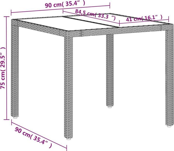 Image du produit VidaXL Gartentisch mit Glasplatte (90 cm)