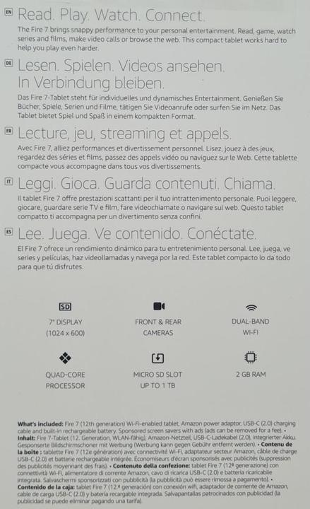 Productafbeelding Amazon Fire 7 16GB (7", 16 GB, Zwart)