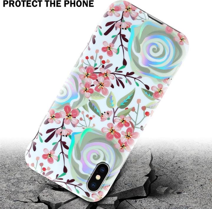 Produktbild Cadorabo IMD TPU Bunte Blumen & Blätter Cover (Apple iPhone X)