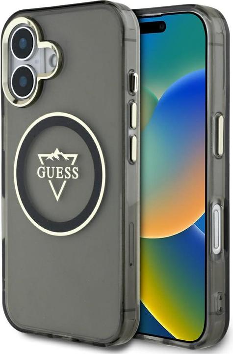 Actual product image Guess Hardcase MagSafe IML Metal Mountain Logo Case for iPhone 16 6,1" Black (Apple iPhone 16)