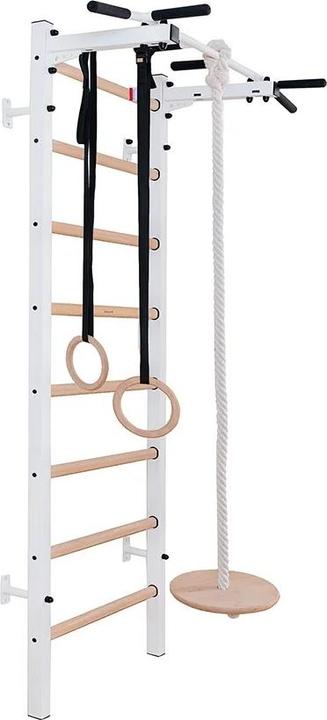Actual product image BenchK Wall bars 222 with multi pull-up bar, rope & rings