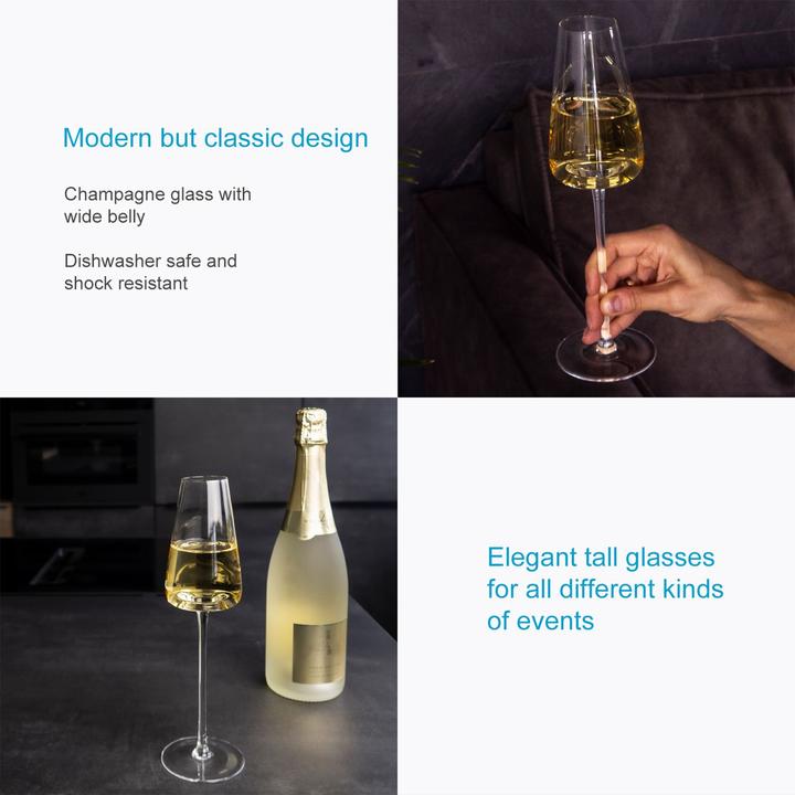 Image du produit Intirilife Lot de flûtes à champagne 220ml (22 cl, 4 Verres, Flûtes à champagne)