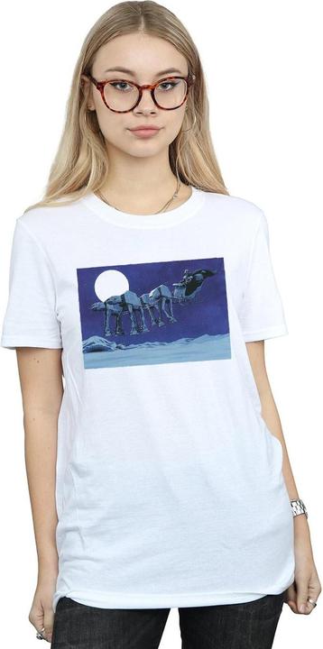 Actual product image Star Wars Womens/Ladies Christmas AT-AT Sleigh Cotton Boyfriend T-Shirt (3XL)