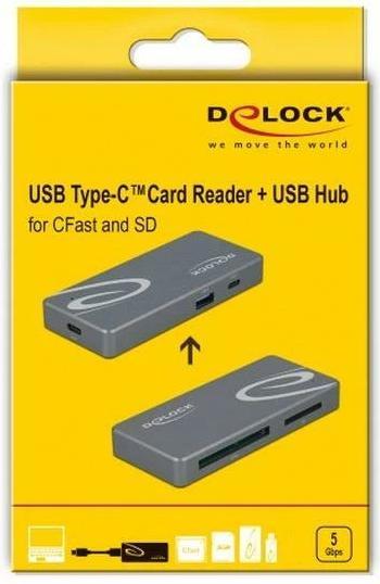 Actual product image Delock Card Reader External 91754 USB-A/C for CF and SD (USB)