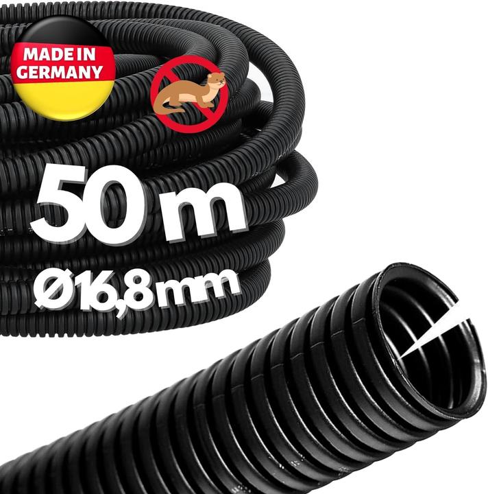 Actual product image Kalitec 50 metres of corrugated conduit, slotted NW 17 I corrugated conduit, open I marten protection (5000 cm)