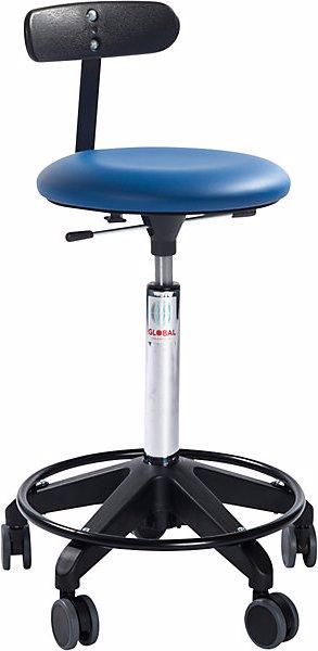 Image du produit Global Stole Tabouret réglable en hauteur, avec roulettes et dossier, bleu, hauteur 550 - 740