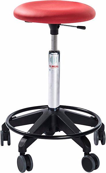 Actual product image Global Stole Industrial stool, height adjustable, with castors, red, height 550 - 740 mm.
