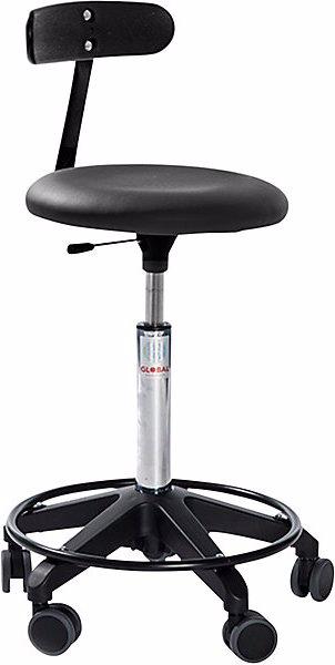 Image du produit Global Stole Tabouret réglable en hauteur, avec roulettes et dossier, noir, hauteur 460 - 590