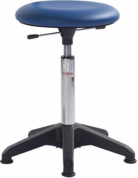 Produktbild Global Stole Arbeitshocker, höhenverstellbar, mit Bodengleitern, blau, Höhe 490 - 680 mm