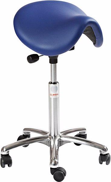 Actual product image Global Stole Work stool with saddle seat, without back rest, blue.