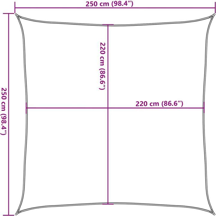 Actual product image VidaXL Sonnensegel farbe 100% Polyester Oxford (2.5 x 2.5 m)