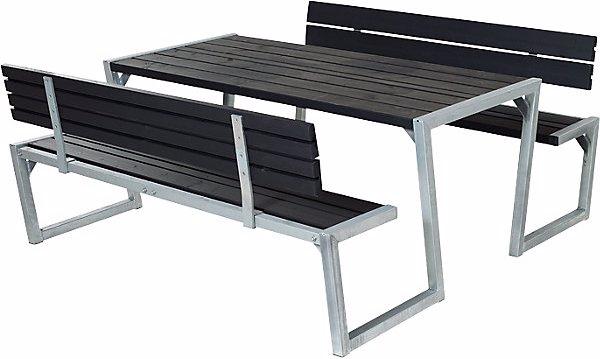 Actual product image Plus Garten Picnic bench, length 1760 mm, with backrest, black.