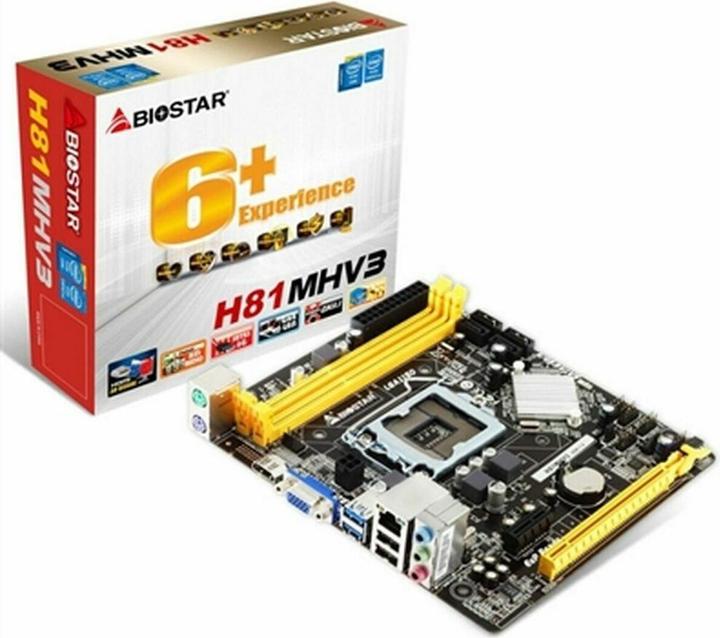 Productafbeelding Biostar MB H81MHV3 V3.0 H81,S1150,mATX,DDR3,Intel (LGA 1150, Intel H81, mATX)