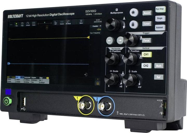 Image du produit Voltcraft DOV1002 Digital-Oszilloskop 100 MHz 2-Kanal 1.25 GSa/s 50 Mpts 12 Bit (CAT II)