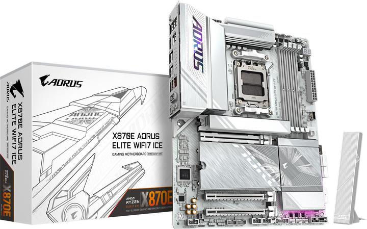 Actual product image Gigabyte X870E AORUS Elite WIFI7 ICE (AM5, AMD X870E, ATX)