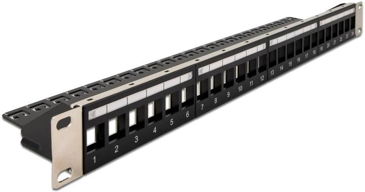 Delock 19? Keystone Patchpanel 24 Port mit Entlastungsschiene schwarz