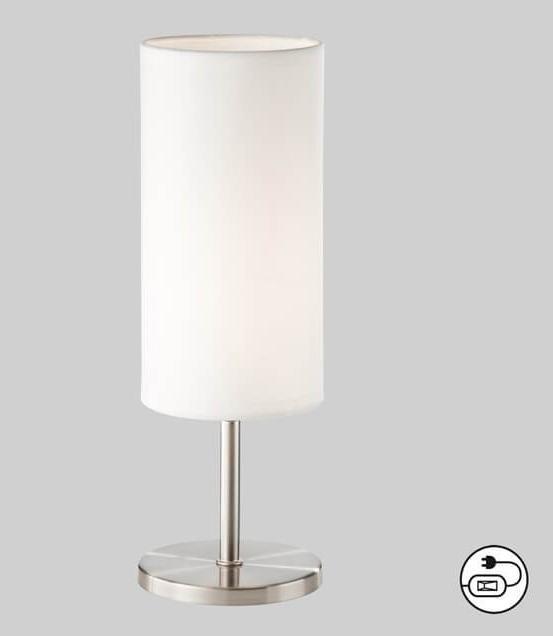 Image du produit FHL easy FHL Kira lampe de table abat-jour en lin rond E14 nickel-blanc 850265 (E14)