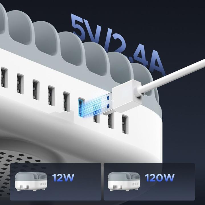 Actual product image Orico Adapter DUK-10P-V1 Smart Charging Station 10 x USB-A - White (120 W)