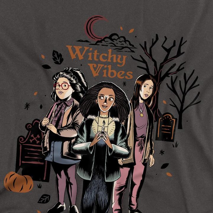 Actual product image Universal Textiles Unisex Adult Witchy Vibes Becca Izzy Cassie T-Shirt (XXL)