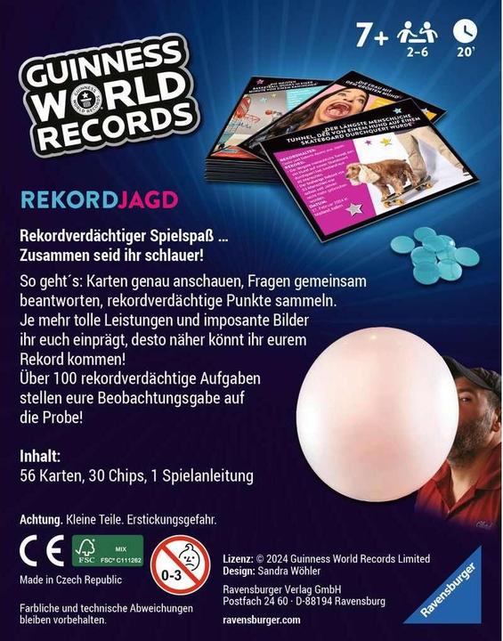 Actual product image Ravensburger 22889 - Guinness World Records: Record hunt - the quiz and memory game full of (German)