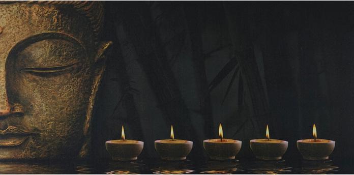 Produktbild Swisshandel24 LED-Bild, Leinwandbild Leuchtbild Wandbild, Timer - 110x55cm Buddha, flackernd (110 x 55 cm)