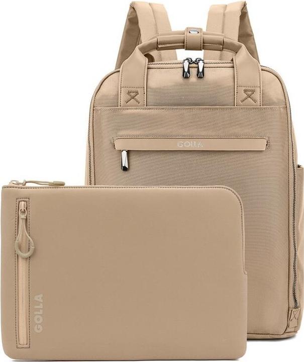 Golla Set of backpack and laptop sleeve 15 inch, Coffee
