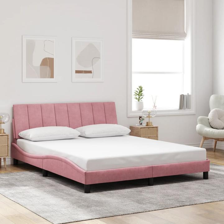 Produktbild VidaXL Bettgestell mit LED Polsterbett Bett Doppelbett Rosa 160x200cm Samt (160 x 200 cm)