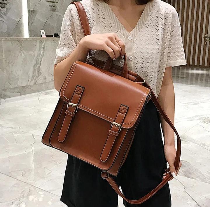 Actual product image Only-Bags.Store Vintage Pu Leather Bag Backpack Fashion Satchel High Quality Leisure Shoulder Bag
