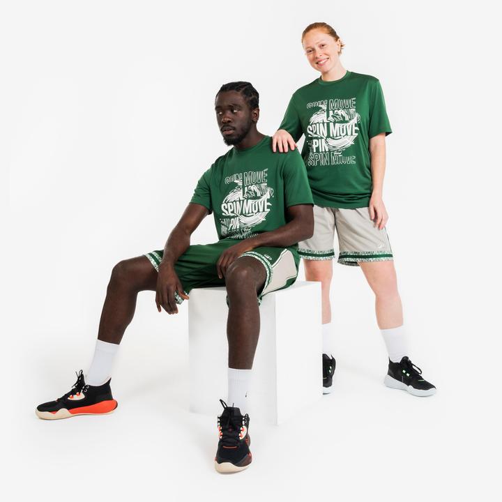Image du produit Kipsta Short de Basketball reversible Adulte - SHR-500 Beige Vert (3XL)