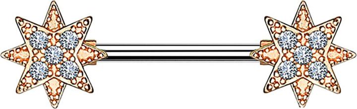 Actual product image Star Piercing Barbell 14k vergoldet Stern mit Kristall (Surgical steel 316L, Brass)