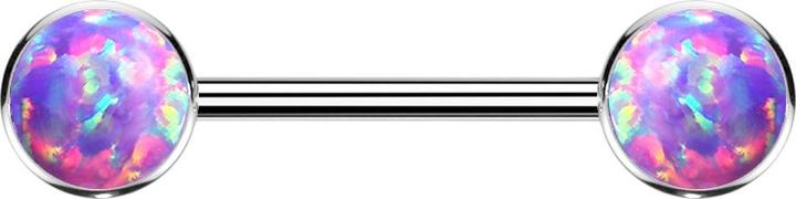 Produktbild Star Piercing Threadless Barbell silber Scheibe front mit Opal violett (ohne Messing, Titan G23)