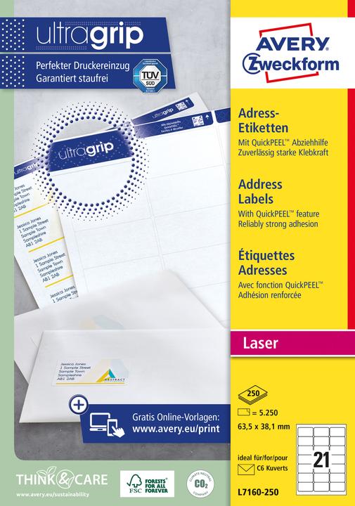 Image du produit Avery Étiquettes d'adresse L7160-250 Blanc A4