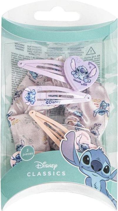 Produktbild Cerdá Disney Stitch Hair Accessories Beauty Set for Girls, Set Includes Pink and Purple 4 Hair Pins and 1 (Haargummi)