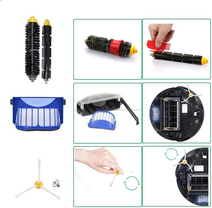 Produktbild Werkstein Ersatzbürsten & Hepa-Filter für iRobot Roomba Staubsauger 500/600 – Reinigungsset (13-tlg.)
