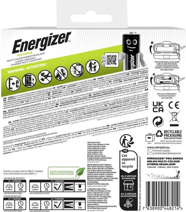 Produktbild Energizer PRO Series Multicolor Hybrid LED Stirnlampe batteriebetrieben 600 lm (600 lm)