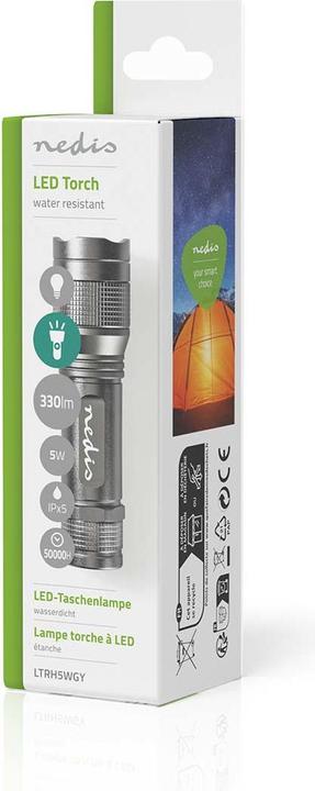 Immagine prodotto Nedis Torcia LED, Premium, 330lm - argento (3.40 cm, 330 lm)